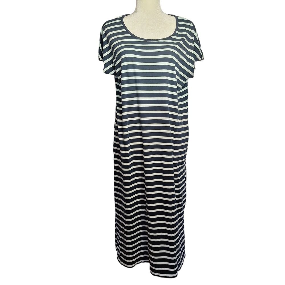 J. Jill Striped Midi Dress Cap Sleeve Ombre Casual Comfort Medium T Womens
